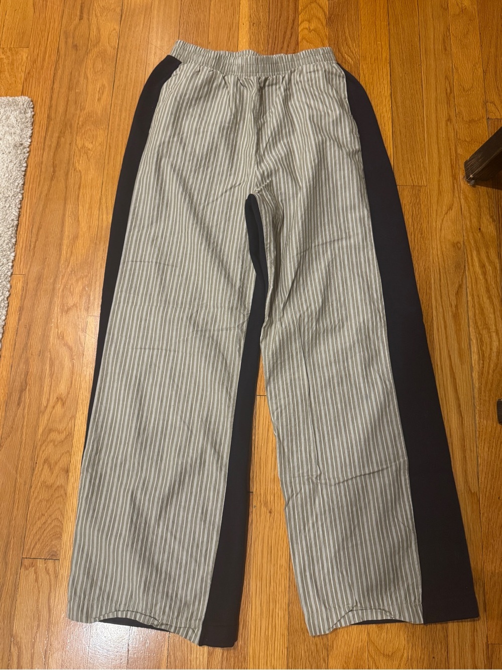 Zara Two-Tone Striped Wide-Leg Pants in Gray and Black